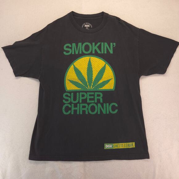 The Kayo Corp Smokin Super Chronic Crew Neck Graphic T Shirt Mens Size XL Black - Picture 2 of 9